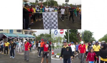 Hujan, Bupati dan Ketua DPRD Ikuti Jalan Sehat