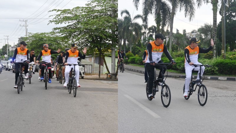 Bersepeda Santai, Bupati Fahmi Saling Tegur Sapa Dengan Warga