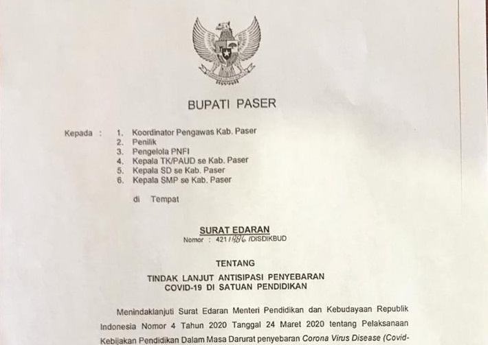 Pemkab Paser Tetapkan Masa Libur Sekolah Di Perpanjang