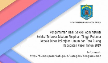 Pengumuman Hasil Seleksi Administrasi JPTP DPUTR
